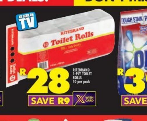Ritebrand toilet paper offer at Shoprite
