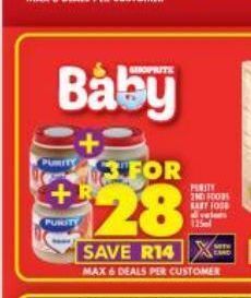Shoprite Purity baby food 3 offer