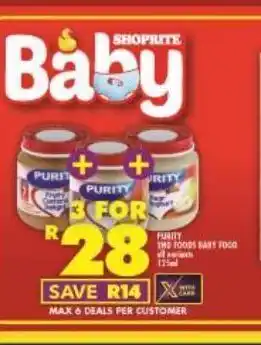 Shoprite Purity baby food 3 offer