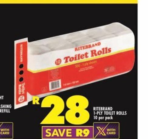 Ritebrand toilet paper offer at Shoprite