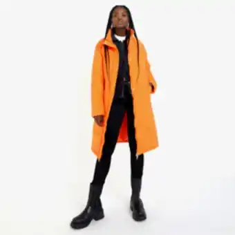 Women's orange 'diva' print long puffer jacket
