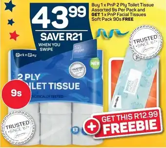 Pick n Pay Liquor PnP 2 Ply Toilet Tissue Assorted 9s Per Pack offer