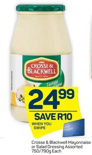 Crosse & Blackwell Mayonnaise or Salad Dressing Assorted 750/790g 750g
