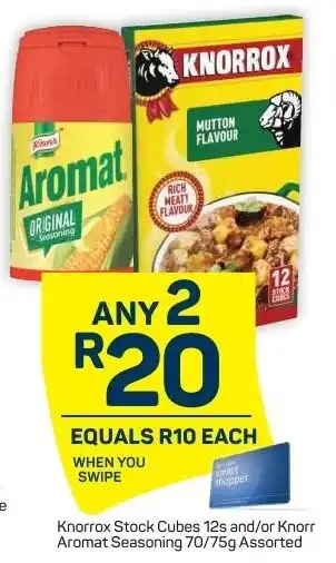 Pick n Pay Liquor Knorrox Stock Cubes 12s and/ or Knorr Aromat Seasoning 70/75g offer