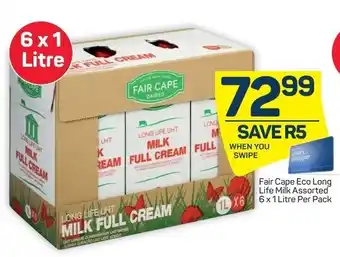 Pick n Pay Liquor Fair Cape Eco Long Life Milk Assorted 6x 1 Litre offer