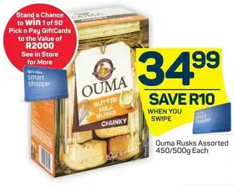 Pick n Pay Liquor Ouma Rusks Assorted 450/500g offer