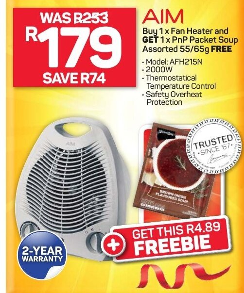 Fan Heater AFH215N 2000W offer at Pick n Pay Liquor