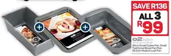 Pick n Pay Liquor 02bake Small Cookie Pan, Small Traditional Bread Pan Plus 26.5cm Medium Loaf Pan offer