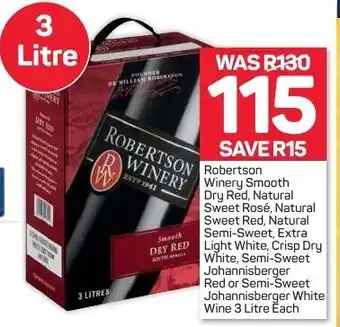 Pick n Pay Liquor Robertson Winery Smooth Dry Red 3 Litre offer