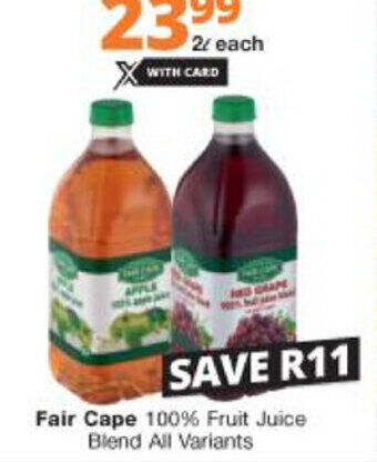 Checkers Fair Cape 100% Fruit Juice Blend 2L offer