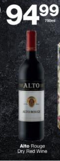 Checkers Alto Rouge Dry Red Wine 750ml offer