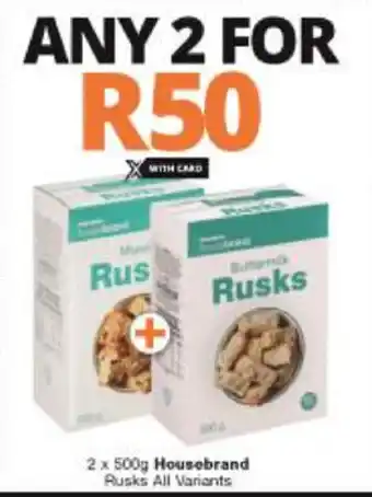 Checkers Housebrand Rusks 2x500g offer