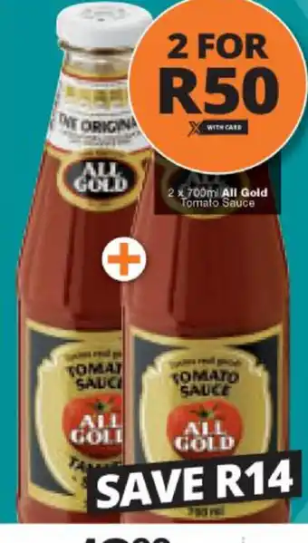 Checkers All Gold Tomato Sauce 2x700ml offer