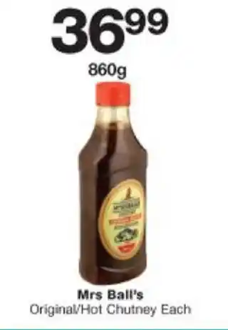 Checkers Mrs Ball's Original/ Hot Chutney 860g offer