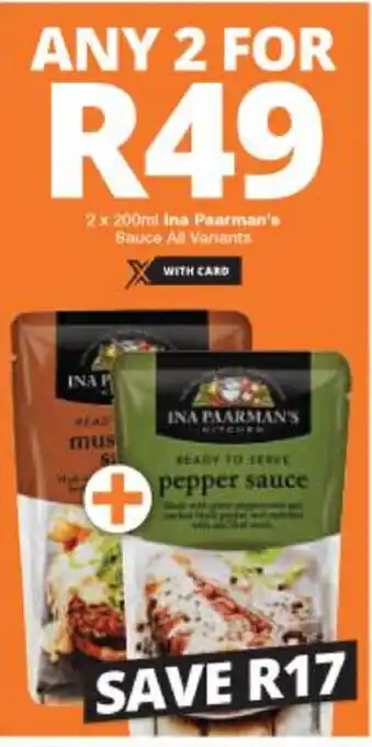 Checkers Ina Paarman's Sauce 2x200ml offer