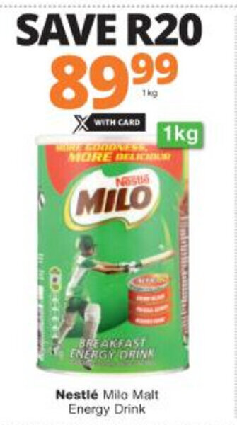 Checkers Nestlé Milo Malt Energy Drink 1kg offer