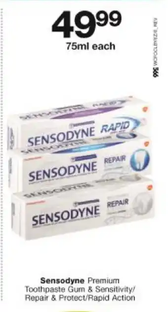 Checkers Sensodyne Premium Toothpaste Gum & Sensitivity/ Repair & Protect/ Rapid Action 75ml offer