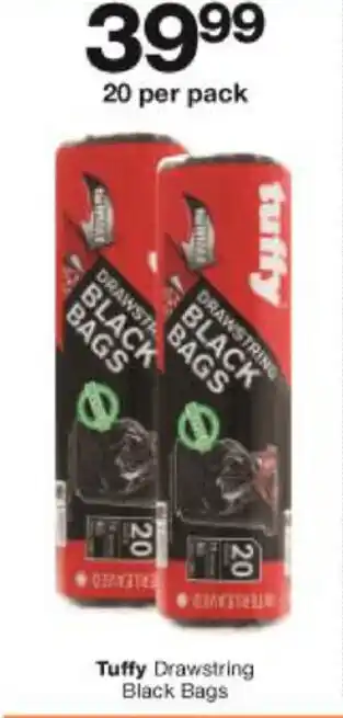 Checkers Tuffy Drawstring Black Bags offer