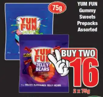 Boxer Yum Fun Gummy Sweets Prepacks Assorted 75g offer