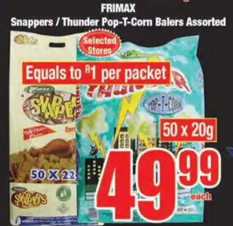 Boxer Frimax Snappers / Thunder Pop-T-Corn Balers Assorted 50 x 20g offer