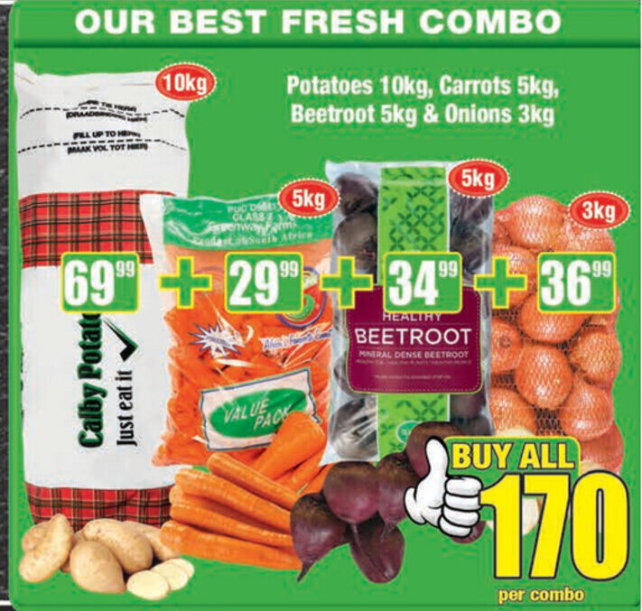 Potatoes 10kg, Carrots 5kg, Beetroot 5kg & Onions 3kg offer at Boxer
