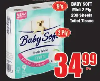Boxer Baby Soft Mini 2 Ply 200 Sheets Toilet Tissue 9's offer