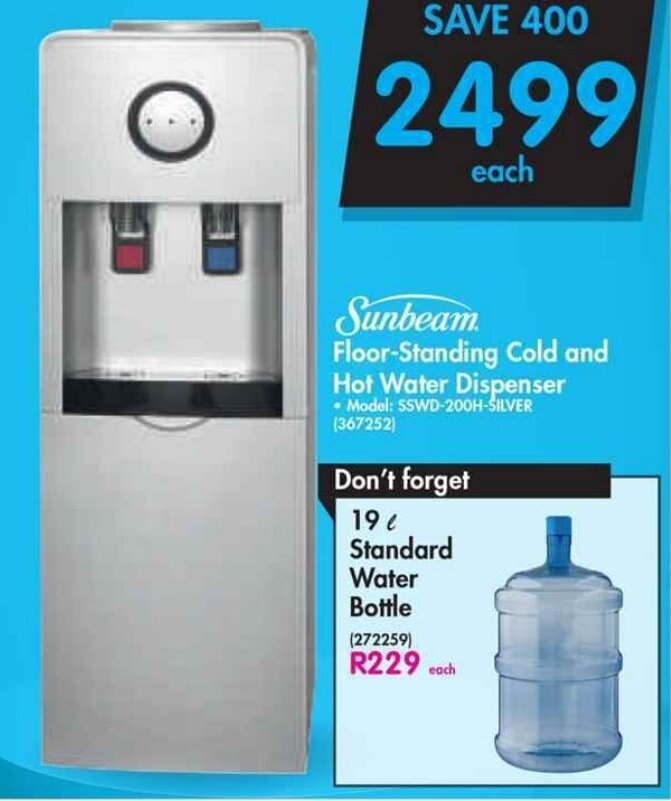 Sunbeam FloorStanding Hot and Cold Water Dispenser offer at Makro