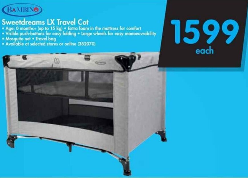 Bambino Sweetdreams LX Travel Cot offer at Makro