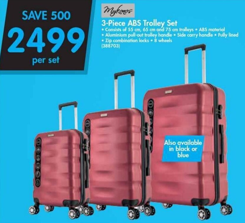 Makro Mykonos 3-Piece ABS Trolley Set offer