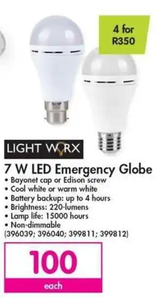 Makro Light Worx LED Emergency Globe LED 7w offer