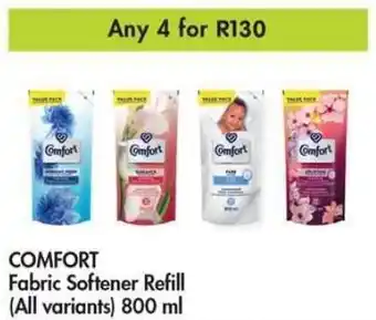 Makro Comfort Fabric Softener Refill 4 x 800ml offer