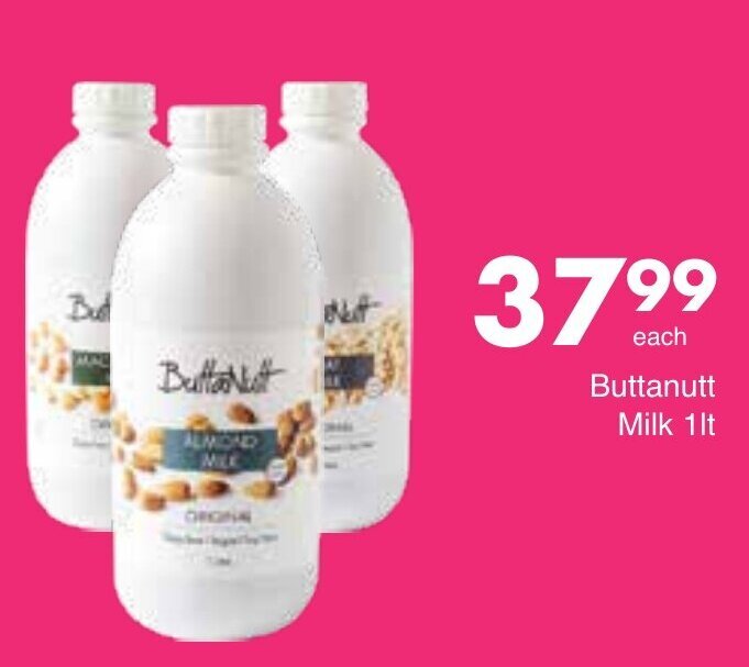 Buttanutt Almond Milk 1lt offer at Save Hyper