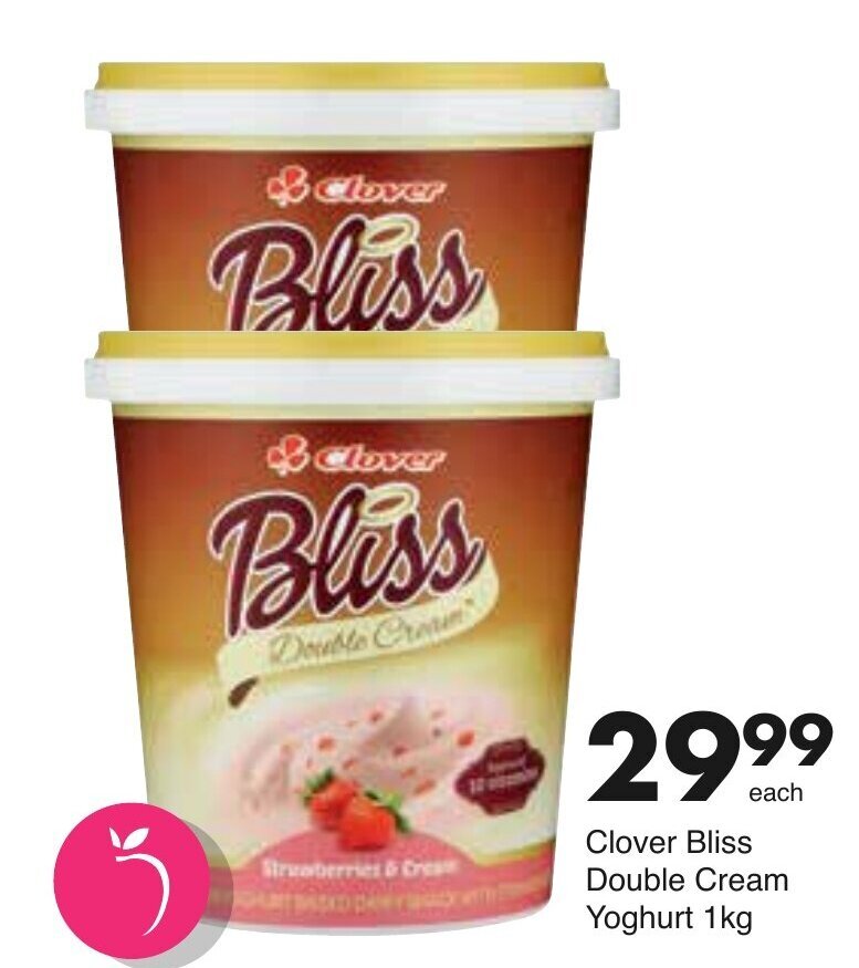 Clover Bliss Double Cream Yoghurt 1kg offer at Save Hyper