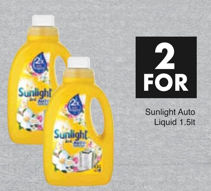 Sunlight Auto Laundry Liquid 2 x 1.5lt offer at Save Hyper