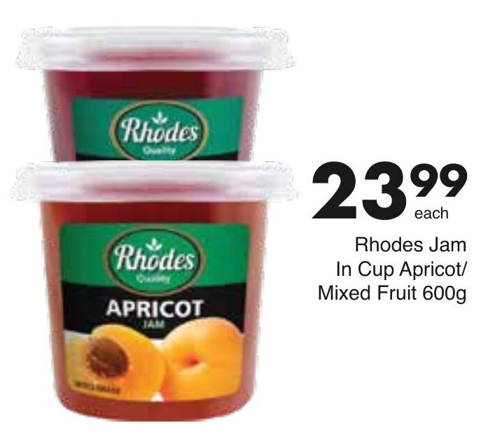 Rhodes Apricot or Mixed Fruit Jam 600g offer at Save Hyper