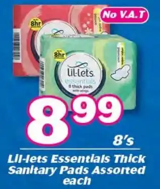 Lil-Lets Essentials Thick Sanitary Pads Assorted 8's
