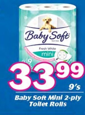 Cambridge Food Baby Soft Mini 2-Ply Toilet Rolls 9's offer