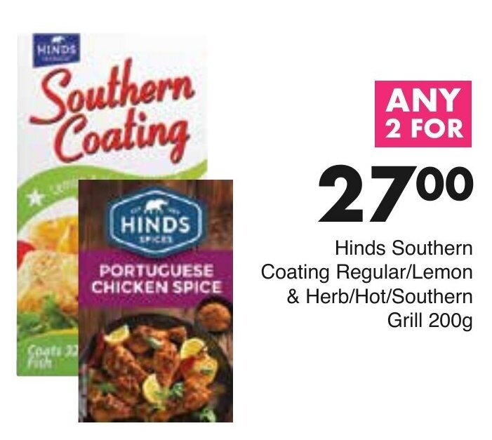 Hinds Southern Coating / Portuguese Chicken Spice 2 x 200g offer at