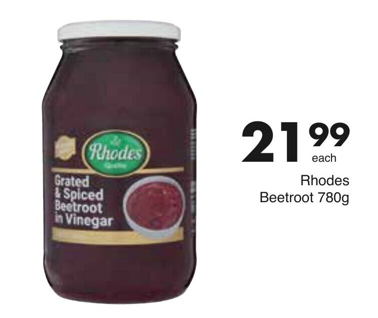 Rhodes Grated & Spiced Beetroot in Vinegar 780g offer at Save Hyper