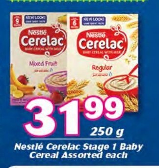 Nestlé Cerelac Stage 1 Baby Cereal Asstd 250g offer at Cambridge Food