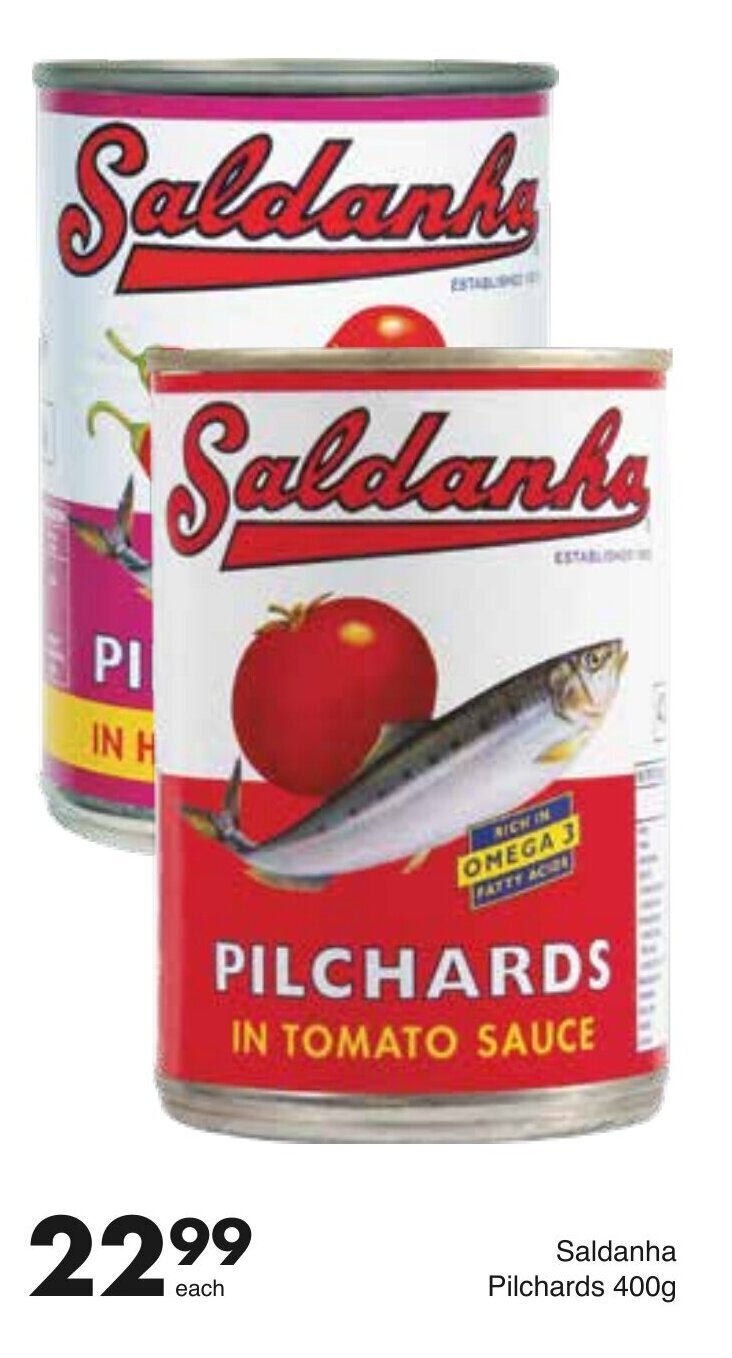 Saldanha Pilchards in Tomato Sauce 400g offer at Save Hyper