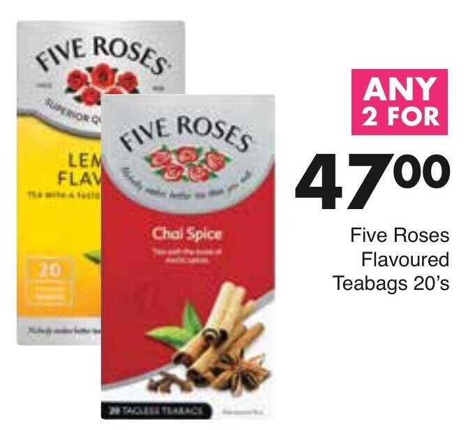 Five Roses Lemon Flavour/Chai Spice Tea 2 x 20's offer at Save Hyper