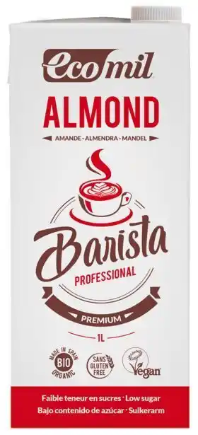 Ecomil organic barista almond milk low sugar