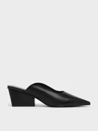 Charles & Keith Pointed toe wedge heel mules - black offer