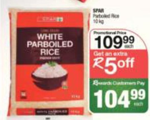 SPAR Parboiled Rice 10 kg offer at Spar