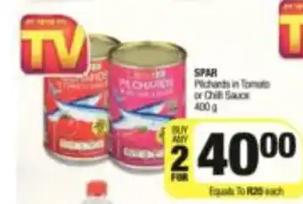Spar SPAR Pilchards in Tomato or Chilli Saice 400g offer