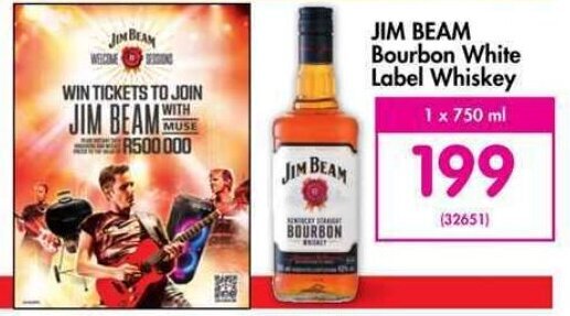 Jim Beam Bourbon White Label Whiskey 750 ml offer at Makro’s liquor