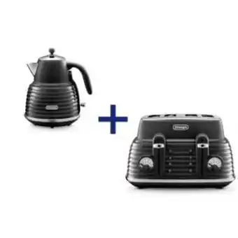 Hirsch's Delonghi scultura black kettle and toaster set- kbzs3001.bk + ctzs4003.bk offer