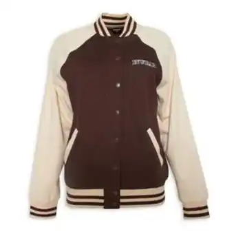 Brown varsity jacket