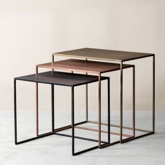 Mixed metal set of 3 nesting side tables